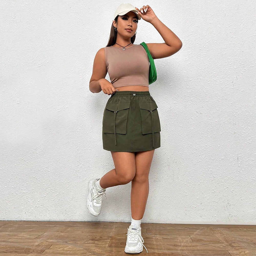 Plus Size Women Clothes Autumn Winter Street Elastic Waist A line Skirt Yido