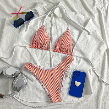 Split Swimsuit Sexy Women Fission Swimsuit Striped Printed Swimsuit