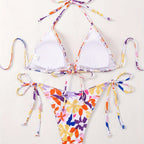 Women Clothing Big Floral Print Halter Sexy Push up Swimsuit Women Bikini MagicSwing