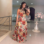 Summer Women Clothes Printed Halter Dress Elegance Sleeveless Dress PLAYA