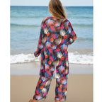 Four Piece Set Women Swimsuit Long Sleeve Blouse Sun Protective Pants Bikini