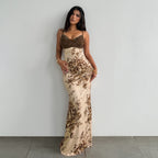 Sexy Retro Lace Stitching Chest Strap Dress French Elegant Romantic Floral Dress LingSharp
