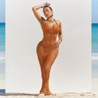 Tanga sexy para mujer, copa ahuecada, recorte en la espalda color piel, estilo halter, tres piezas para playa