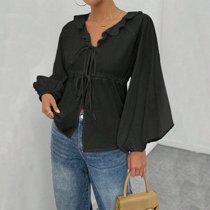 Camiseta sencilla e intelectual para mujer, cárdigan holgado con mangas murciélago y vuelo grande para otoño e invierno