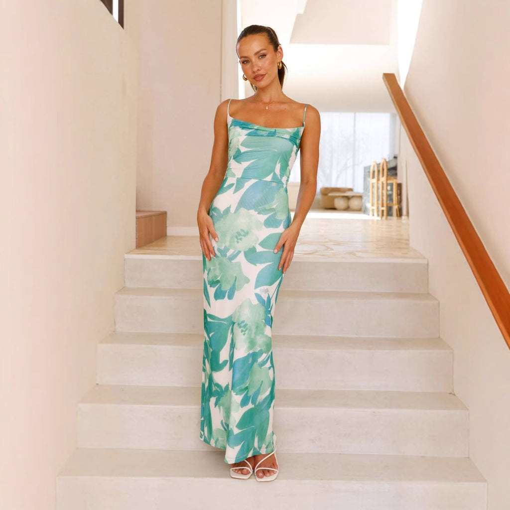 Spring Summer Women Clothes Summer Printed Sleeveless Vest Camisole Sexy Slim Hip Dress Women XINXI