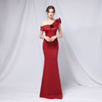 Vestido de noche con hombros descubiertos para banquete, maxivestido de fiesta largo, elegante, ajustado, sexy, con cola de pez, vestido formal