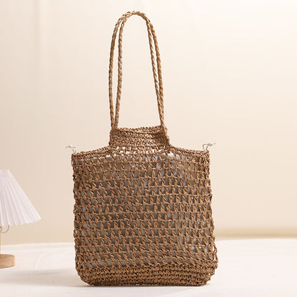 Bolso de paja con un solo hombro, hueco y recortado, diseño de interés especial, bolso de paja tejido, bolso de playa para vacaciones, bolso de mujer 