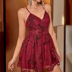 Sequined Dress Sequin Embroider Sexy Backless Cross Strap Large Swing Dress