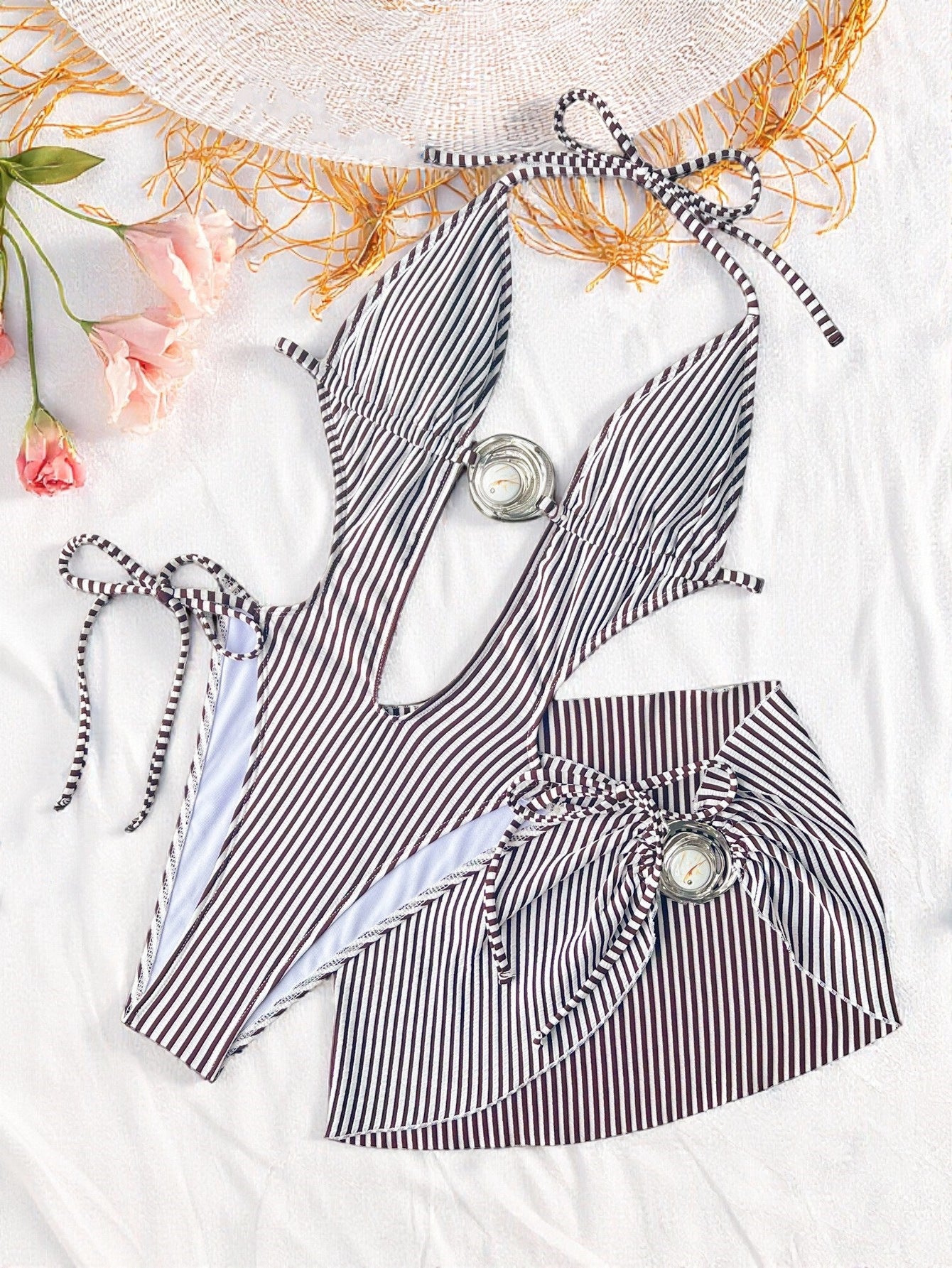 Bikini Double One Piece Swimsuit Sexy Bikini Swimsuit Women Swimming Neck Hanging Strap CHENS