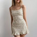 Summer Sexy Cute Floral Printed Suspender Women Pajamas Nightdress Home Wear