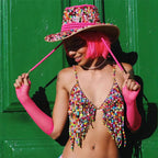 Women Clothing Colorful Beautiful Handmade Beaded Beaded Bra Halter Pearl Vest Hadid