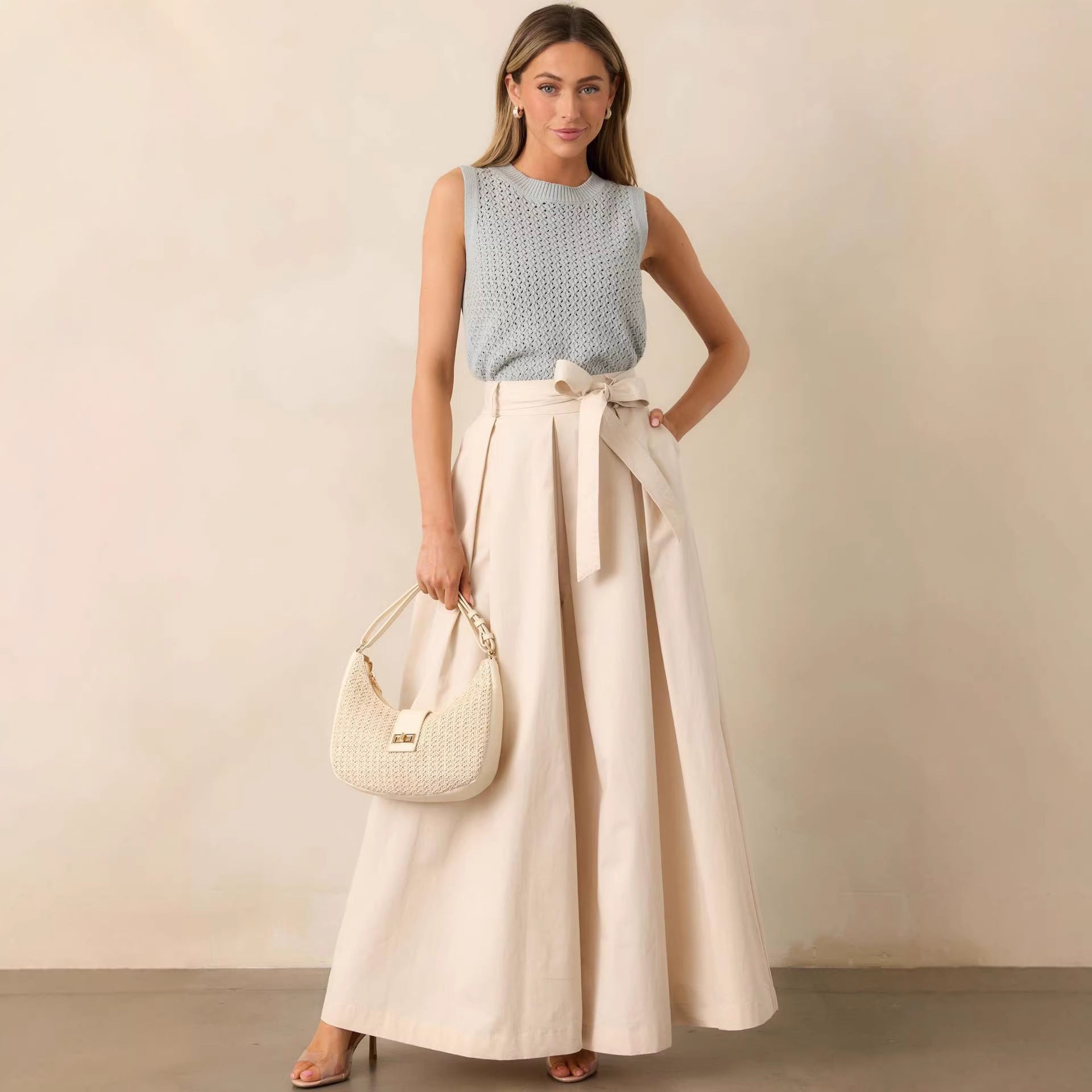 Women Spring Autumn Apricot Straight Leg Pants EverBillion
