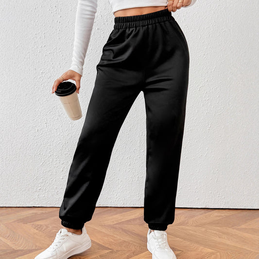 Pantalones deportivos gruesos de lana de cordero de invierno, con tobillos abullonados, casuales, holgados, cómodos y a juego.