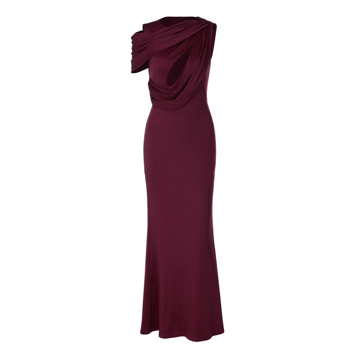 French Hollow Out Cutout Sheath Sleeveless Elegant Sexy Dress Summer Slim Solid Color Maxi Dress BULLINGER