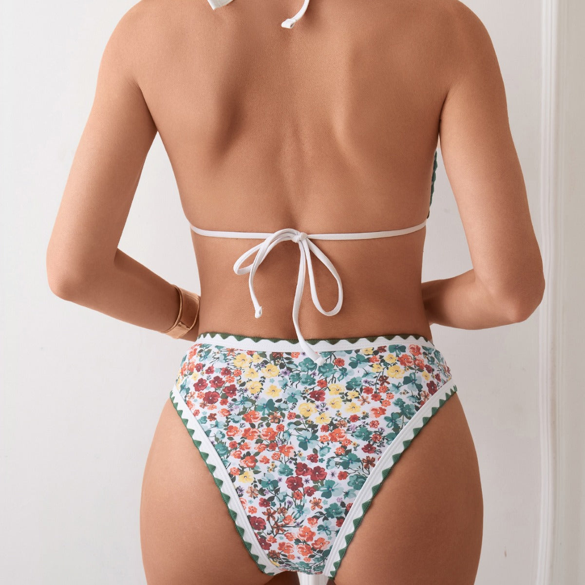 Triangle Bag Split Women Bikini Seaside Beach Swimsuit Printed Women Bikini OLam