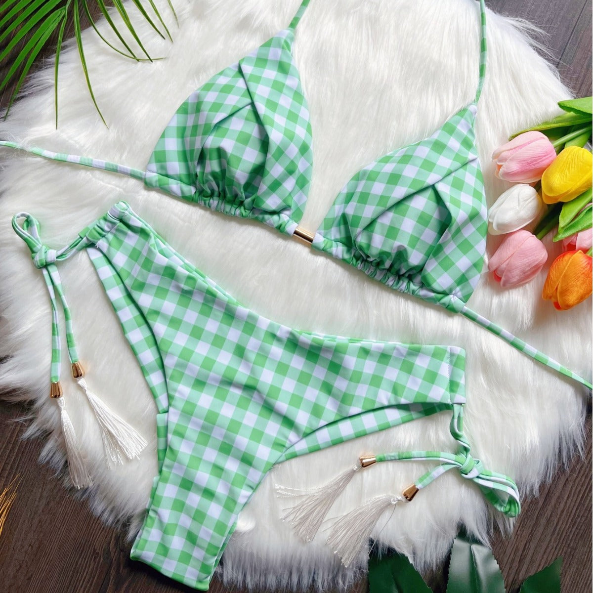 Traje de baño de bikini dividido estampado sexy de triángulo para mujer traje de baño