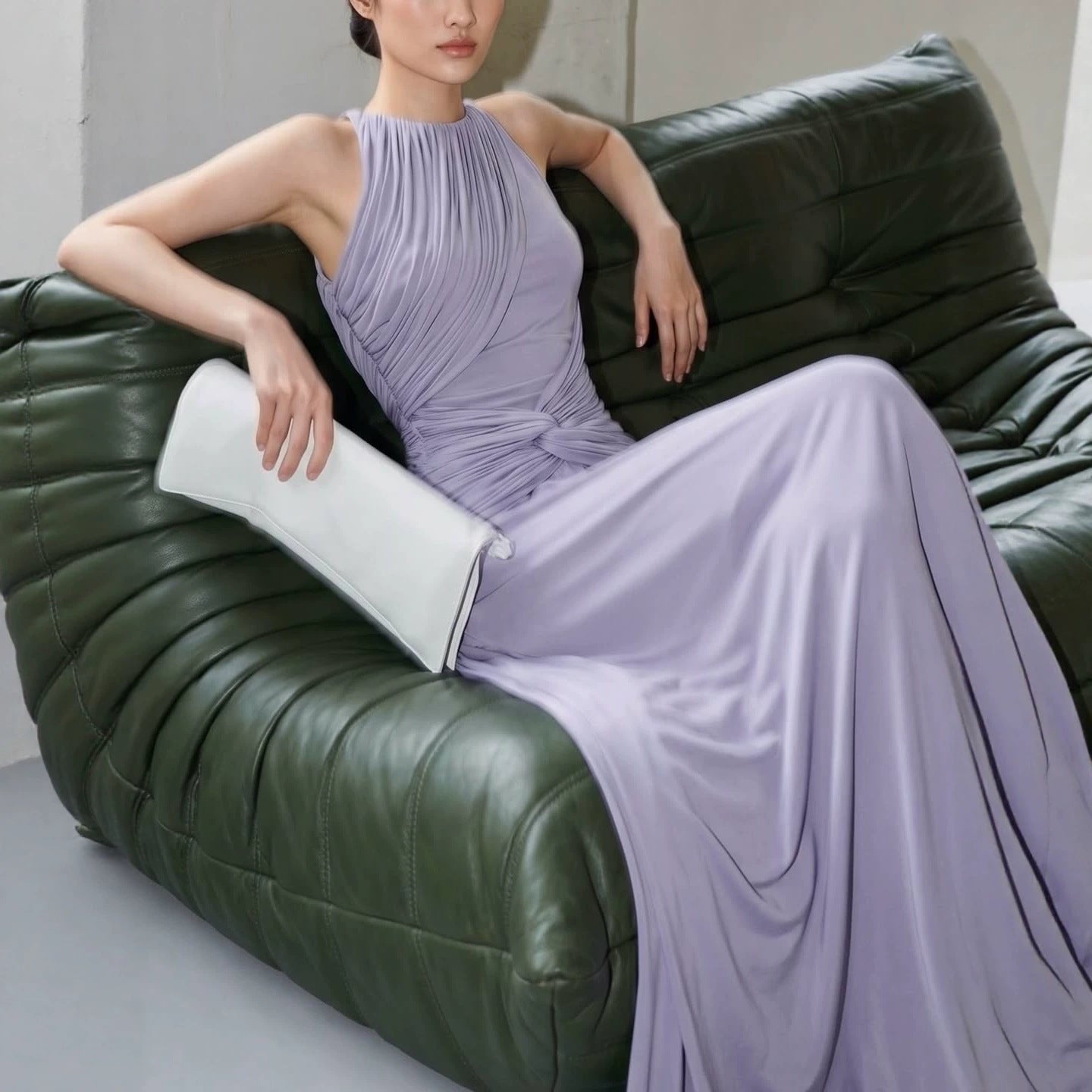Purple Halter Dress Waist Tight Dress for Women Summer Seaside Holiday High End Women Clothing Sight