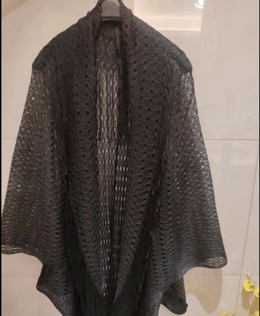 Toalla plana popular Talma con mangas divididas, chal para vacaciones, playa, protección solar, ropa con borlas