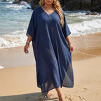 Women Beach Cover up Summer Women Clothes V neck Loose Casual Dress Split Mop Dress Oyimi