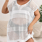 Vestido playero holgado para mujer, con aberturas y tejido, ideal para vacaciones en la playa