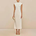 Robe sexy légèrement mature dos nu, robe d'automne à taille française pour femme