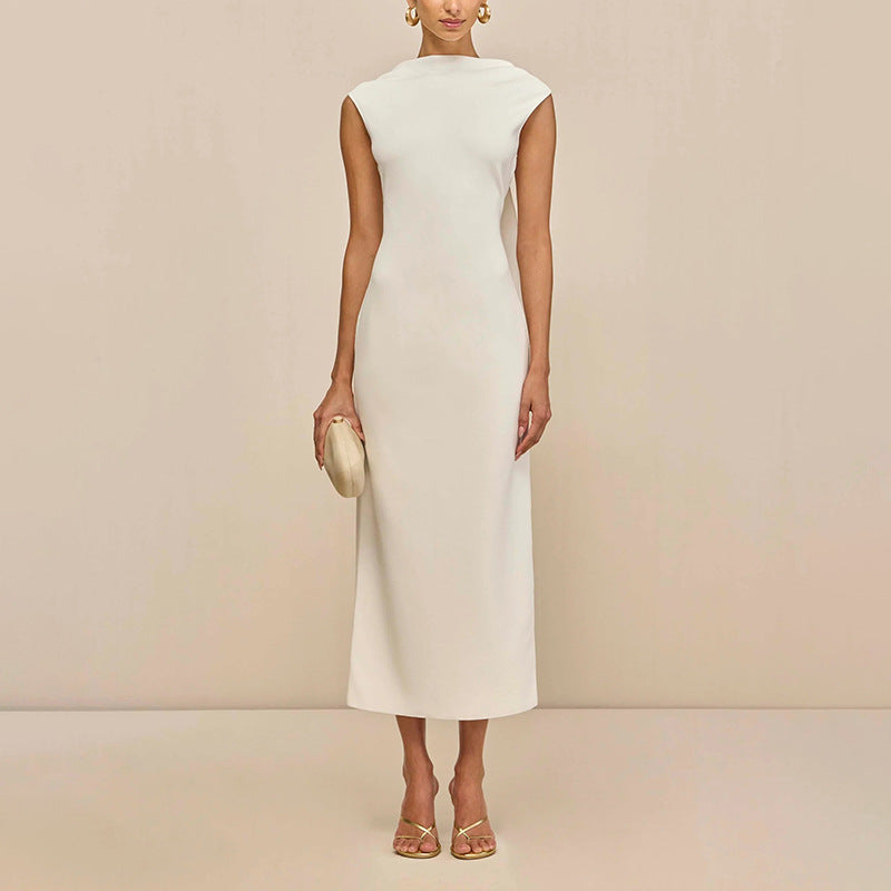 Robe sexy légèrement mature dos nu, robe d'automne à taille française pour femme