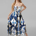 Women Clothing Spring Printing Halter Tube Top Sexy Dress Romance