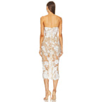 Spring Summer Tube Top Mesh Floral Mid Length Annual Meeting Party Catwalk Dress Holiday Photo Dress KLEEZY