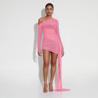 Robe plissée sexy à col dénudé pour femme, tenue de printemps et d'été, Dopamine Sexy