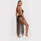 Sexy Hand Crocheting One Piece Tassel Beach Dress Backless Beach Bikini Cover up Sun Protective Clothing Mangar