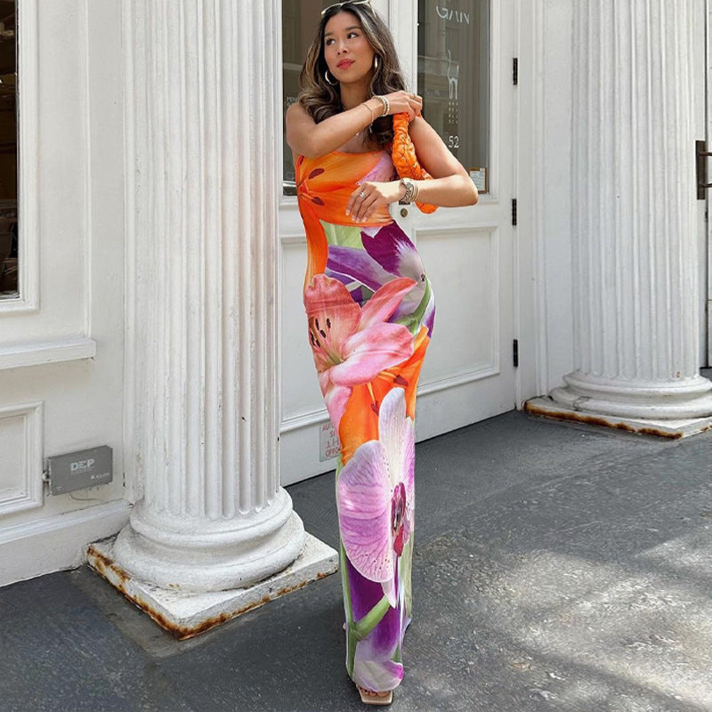 Women Clothing Summer Sexy Socialite Backless Slit Sling Dress Women SaturdayNight