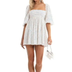 Plus Size Loose Version Sequin Dress Summer Casual round Neck Short Sleeve Solid Color Wide Hem Dress CYSM