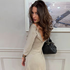 Summer Sexy Deep V Plunge Sexy All Match Half Sleeve Sheath Solid Color Dress for Women LAGERFELD
