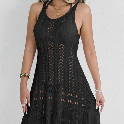Women Dress Women Clothing Hollow Out Cutout Woven Camisole Dress Large Swing Dress Beach Cover up
