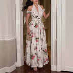 Spring Summer Women Clothing Chiffon Floral Print Casual Dress RMAI
