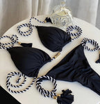 Backless Braid Rope Bikini Triangle Swimsuit Multi-Color Swimwear Amber
