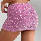 Jupe en flanelle à paillettes, jupe sexy taille basse pour femmes