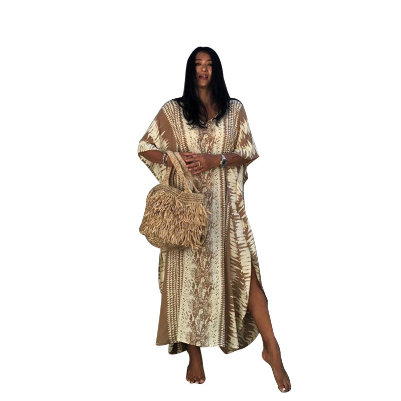 Spring Beach Cover-up Rayon Blooming Floral Vacation Robe Dress Crochet hook