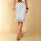 Summer Dot Mesh Fishtail Skirt Retro Ruffled Waist Tight Slimming Skirt Yiskiss