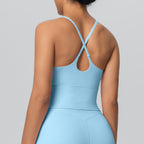 Solid Color Micro Brushed Bra Cross Sling Beautiful Back Sports Vest Casual Running Fitness Top Yoga Clothes NESHA