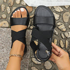 plus Size Women Shoes Summer Cross Elastic Band Women Flat Sandals ZUIMEI
