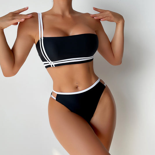 Traje de baño sexy de un hombro dividido para mujer Bikini de playa Traje de baño de bikini sexy