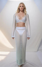 Summer Beach Skirt Set Sexy Cutout Knitting Bikini Swimsuit Blouse Sun Protective Clothing Women Yojiaer