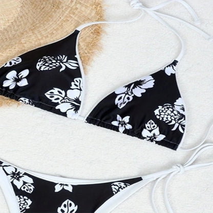 Bikini triangular con estampado floral para mujer, traje de baño sexy dividido para playa