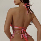 Traje de baño dividido sexy sin espalda con cordones Bikini