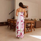 Printed Sling High Waist A line Dress Casual Vacation Spaghetti Straps Maxi Dress Zemy