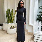 Summer Sexy Slim Pleated Solid Color Elegant Dress Cecil