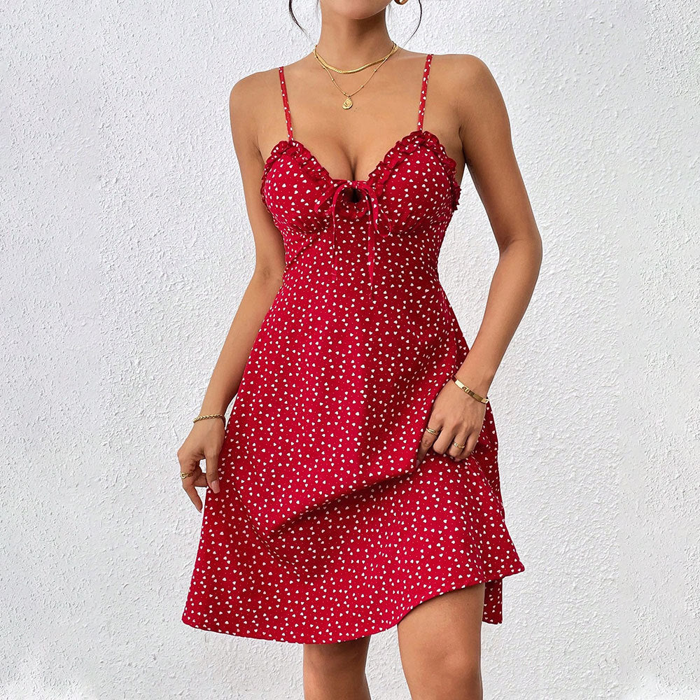 Women Clothing French Sexy Floral Small Sling Slim Fit Slim Backless Short Dress Yiskiss