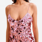 Robe de soirée à paillettes pour femme, tenue de soirée sexy à bretelles sur les hanches