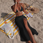 Solid Color Beach Sun Protection Tulle Skirt Sexy Three Piece Set Bikini Split Swimsuit SanYuva